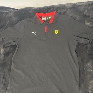 PumaxFERRARI Men's Black Polo with Red Highlights